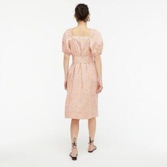 J. Crew Midi Cottage Dress XXS Leopard Print Puff Short Sleeve Button Up A-Line - Picture 4 of 12